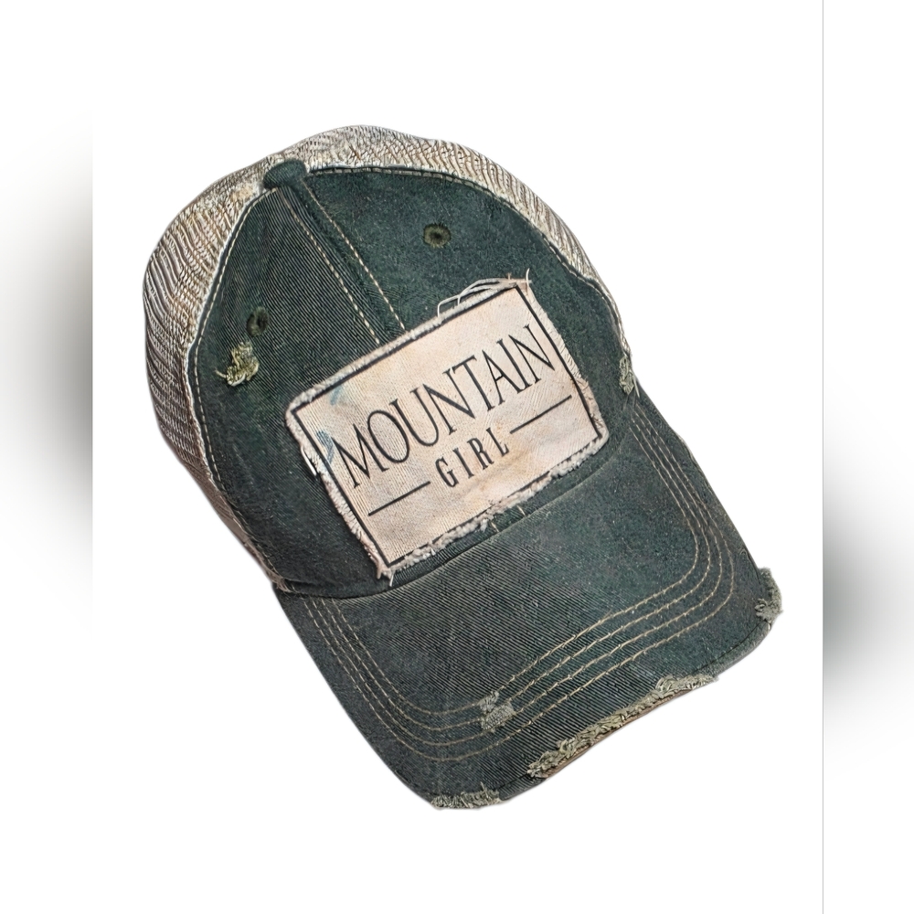 NWOT MOUNTAIN GIRL Ball cap hat. Weathered / broken in style.